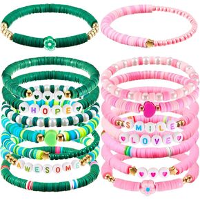 16 Pcs Witch Princess Friendship Matching Bracelets Green and Pink Bracelets Merch Gift Stuff for Witch Birthday Party Favor BFF Couples Valentine Gift Movie Fan Party Decor