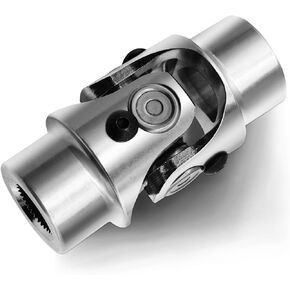 3/4" Round x 3/4" -36 Spline Chrome Steering Universal Joint Single U Joint Shaft,Total Length: 83mm (3-1/4")