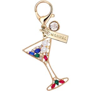 MC458 Little Crystal Cocktail Lobster Clasp Charm للنساء مع كيس مخملي (قوس قزح ، قطعة واحدة)