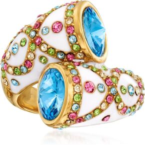Ross-Simons Multicolored Crystal and Blue Crystal Ring With White Enamel in 18kt Gold Over Sterling