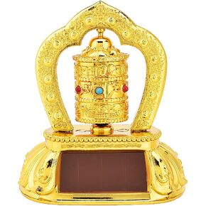 Solar Energy Prayer Wheel, Car Prayer Wheel Solar Energy Power Tibetan Buddhist Prayer Wheel Ceremonial Auspicious Items Car Decoration