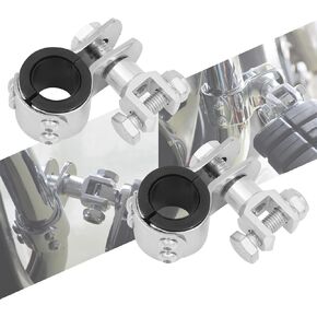 Motorcycle Highway Pegs Mount Clamp Footpegs Engine Guard Mounts Adapter Fit For Harley Touring Road King Street Glide Softail Dyna Sportster For 1'' 1-1/4" Engine Guards (Chrome)