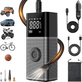 ضاغط الهواء المحمول في الإطارات - 5x أسرع 180psi مضخة هواء اللاسلكي لإطارات السيارات مع المقياس الرقمي وإغلاق السيارات ، ومضخة اللاسلكية LED الطارئة للسيارات ، والدراجات النارية ، والدراجات ، والكرة