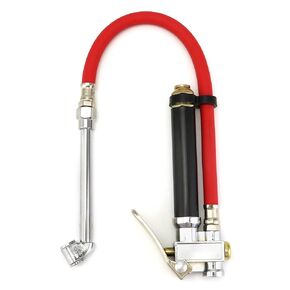 QWORK Tire Inflator with Pressure Gauge, Heavy Duty Dual Head Tire Inflator Gauge with Rubber Hose 120 PSI Air Chuck Compressor Accessories Compatible with 1/4" Air Compressor Output.