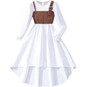 SweatyRocks Girl's Fall Dress Crewneck Asymmetrical Hem Long Sleeve A Line Dresses with Hat