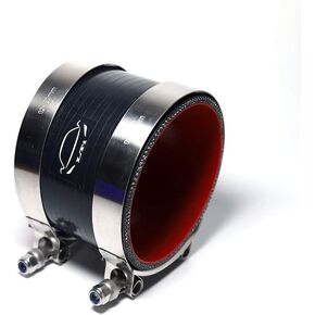 LTI Universal 89mm 4-Ply Reinforced High Performance 3.5" ID Straight Silicone Hose Coupler + T Bolt Clamp 304 Stainless Steel (3.5" BLACK)