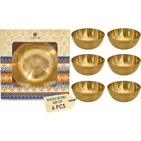 مجموعة Satvik من 6 Big Pure Brass Bowl Bowl POUR POOJA ، التأمل والعروض - مجموعة PRASAD KATORI الهندية الممتازة ، حزمة 4/6/8/12 ، مثالية للمعابد المنزلية ، اليوغا ، ديوالي ومستلزمات مذبح