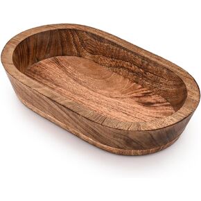 وعاء زخرفي مانجو مانجو يدوية منحوتة ديكور المنزل لتناول الطعام وعاء محور طاولة (10 "× 6" × 2 ")