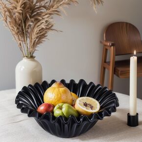 White Ceramic Decorative Bowl – 10" Modern Fruit & Candy Bowl for Kitchen Counter, Key Dish for Entryway, Jewelry Catch All, Centerpiece Bowl for Home Decor, Living Room, Shelf & Table Accents