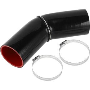 X AUTOHAUX 1 Set 80mm/3.15" ID 150mm/5.91" Length 45 Degrees Black Red Car Silicone Hose with Clamps Coolant Hose Universal