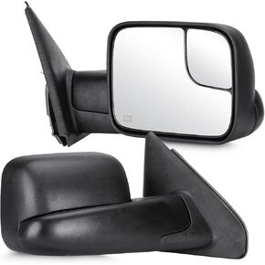 Youxmoto Towing Mirrors Fits 02-08 for Dodge Ram 1500, 03-09 for Dodge Ram 2500/3500 Pickup Truck 2002 2003 2004 2005 2006 2007 2008 2009, Tow Mirrors Heated, Manual Folding/Flip Up