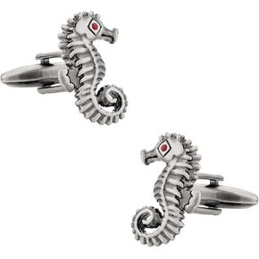 Beach Cuff Links Seahorse Cufflinks Love Ocean Animal Fish with Travel Presentation Gift Box