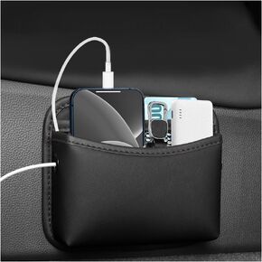 carleef Car Side Pocket Organizer,Leather Car Bag Organizer for Phone/Card/Key/Change,Universal Multifunctional Car Accessories Interior Car Organizers and Storage for Side/Front/Back Seat (Black)