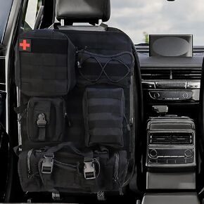 6 Pack Tactical Molle Car Seat Back Organizer, Military-Grade Storage for Car Truck Jeep Vehicle, Universal Tactical Vehicle Back Seat Organizer with 5 Molle Pouches for Maximum Organization, Green