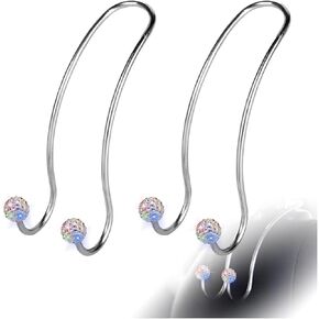 2PCS Bling Auto Purse Hook, Crystal Rhinestone Car Hangers Organizer, Strong Car Seat Headrest Hooks for Bags, Cute Car Seat Back Storage Hook for Women, Universal Car Accessories for SUV Truck