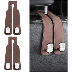 2PCS Bling Car Seat Headrest Hook, Crystal Rhinestone Vehicle Seat Back Storage Hanger for Coats Grocery Handbag, Diamond Auto Interior Organization Hook, Universal for Most Cars (Black)