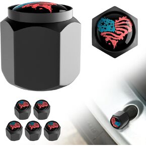 6Pcs/Pack American Flag Black Tire Valve Stem Caps Universal Stem Covers for Jeep Dodge Ford Chevy Toyota Honda & More - Car Truck Motorcycle SUV Bike Scooter Golf Cart Valve Replacement