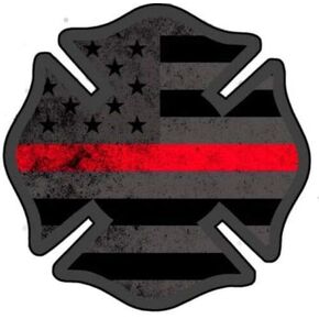 Firefighter Thin Red Line Malteese Cross Sticker for Car Vinyl Decal Window Truck Car Bumper Sticker Motorcycle Decal (4 Inch)
