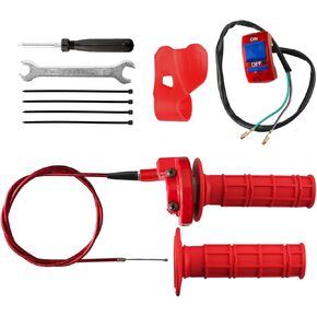 7/8 "22mm تويست Twist Throttle Accelerator Grip لـ 50cc 90cc 110cc 125cc Pit Bike Mini Bike Throttle Cable Kit 4-Stroke Bike Bike (Red)