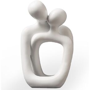 Abstract Couple Statue, Minimalist Couples Bedroom Decor, White Hugging Lovers Sculptures Modern Home Office Decor Accents for Nightstand & Dresser, Shelf Decorations Aesthetic, Gift