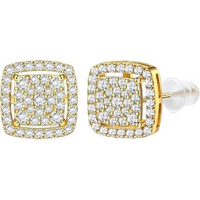 Newitin cubic Zirconia stud أقراط للرجال حلق Hypoallergenic Sterling Silver Post 18K الذهب المطلي بالماس الكريستال المحاكاة أقراط هالة للنساء للنساء