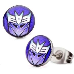 أقراط شعار Transformers Decepticon - أقراط مرخصة من الفولاذ المقاوم للصدأ المقاوم للصدأ للجنسين