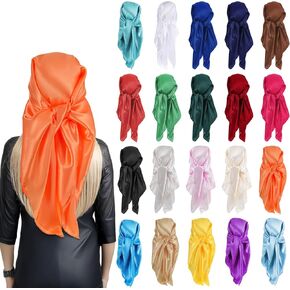 Cobee 20 PCS 35 بوصة كبيرة من الساتان الأوشحة ، الحرير مثل الشعور بالشعور بلفه للنساء مربعة نائمة وشاح 20 ألوان