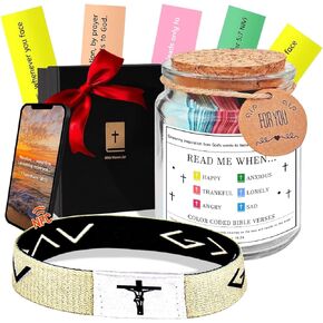 Bible Verse Jar, Basket Bible Accessories Graduation Gifts Inspirational Keepsake,bible bracelets，scripture bracelets& Hope Jar Gift For Women Mom Fathers Kid Men Friend