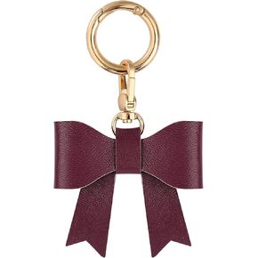 Small Leather Bow Keychain Charm for Handbag Purse Bag