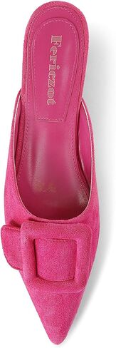 Fericzot Mule Slippers for Women,Slingback Buckle Flat Pointed Toe Backless Mule Slides Suede Slip On Loafers in Saudi Arabia