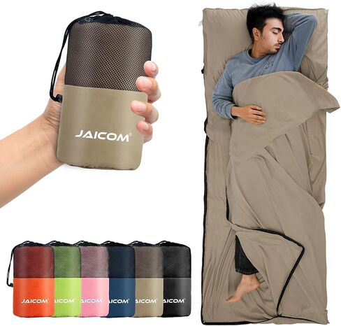 JAICOM Sleeping Bag Liner, Travel Sheets & Adult Sleep Sack, Ultralight and Portable Summer Sleeping Bag - Ideal for Backpacking, Hotels and Hostels, Business Trips, Camping in Saudi Arabia