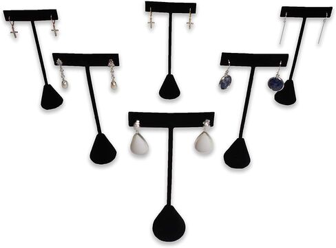 6Pcs Set Earring T Stand Display Set, Jewelry Display Stand for Showroom and Tradeshow Showcase Displays, various materials, 4 1/2 H in; 5 3/4 H in; 6 3/4 H in (Beige Suede) in Saudi Arabia
