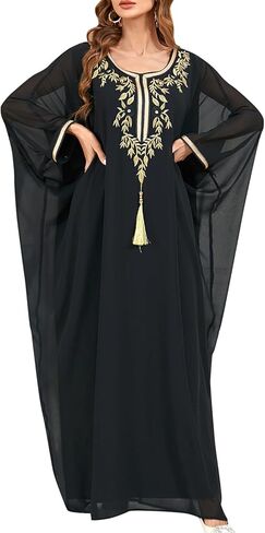 IWEMEK Embroidered Abaya Kaftans for Women Modern Elegant Dubai Moroccan Dubai Kaftan Dresses Abaya for Women Muslim Dress in Saudi Arabia