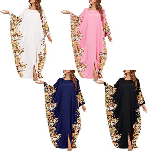 IWEMEK Embroidered Abaya Kaftans for Women Modern Elegant Dubai Moroccan Dubai Kaftan Dresses Abaya for Women Muslim Dress in Saudi Arabia