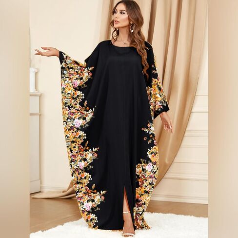 IWEMEK Embroidered Abaya Kaftans for Women Modern Elegant Dubai Moroccan Dubai Kaftan Dresses Abaya for Women Muslim Dress in Saudi Arabia