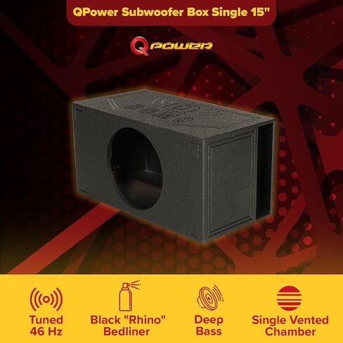 Q Power QBOMB15VL Single 15" Vented Ported Car Subwoofer Sub Box Enclosure QBOMB in Kuwait