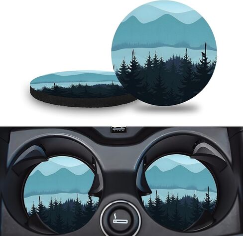 Car Cup Holder Coasters, 2 Pack – 2.75" Universal Auto Anti-Slip Insert Coaster, Rubber Car Coasters, Personalized Car Accessories for Women (Sage Green Floral and Plant) in Kuwait