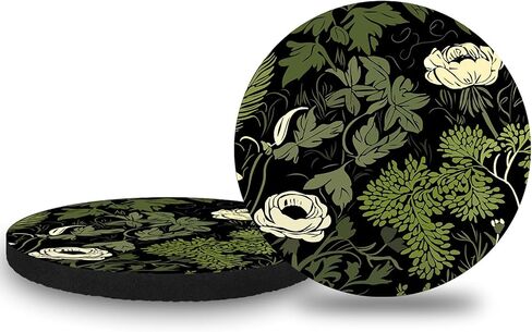 Car Cup Holder Coasters, 2 Pack – 2.75" Universal Auto Anti-Slip Insert Coaster, Rubber Car Coasters, Personalized Car Accessories for Women (Sage Green Floral and Plant) in Kuwait