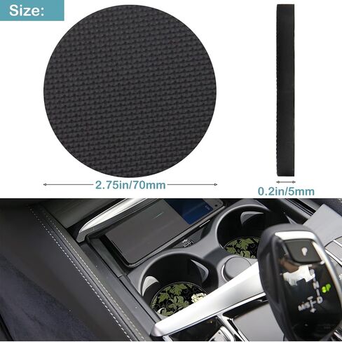 Car Cup Holder Coasters, 2 Pack – 2.75" Universal Auto Anti-Slip Insert Coaster, Rubber Car Coasters, Personalized Car Accessories for Women (Sage Green Floral and Plant) in Kuwait
