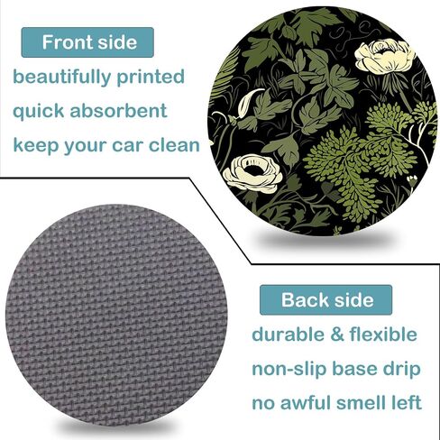 Car Cup Holder Coasters, 2 Pack – 2.75" Universal Auto Anti-Slip Insert Coaster, Rubber Car Coasters, Personalized Car Accessories for Women (Sage Green Floral and Plant) in Kuwait