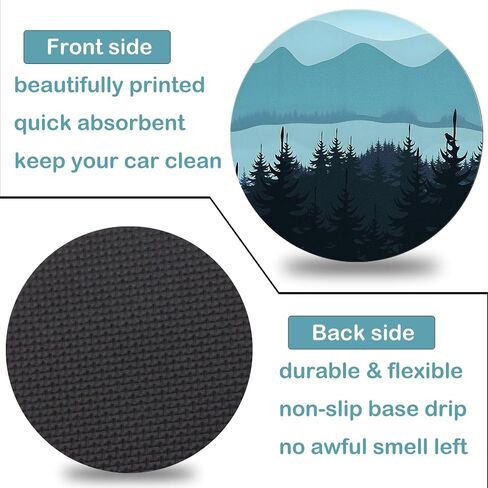 Car Cup Holder Coasters, 2 Pack – 2.75" Universal Auto Anti-Slip Insert Coaster, Rubber Car Coasters, Personalized Car Accessories for Women (Sage Green Floral and Plant) in Kuwait