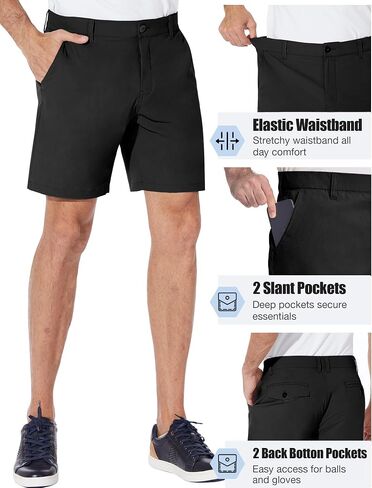 PULI Men's Golf Shorts Dress Flat Front Hybrid 7 Inch Stretch Lightweight Quick Dry Chino Casual with Pockets in Kuwait