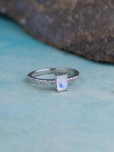 YoTreasure Natural Larimar, Moonstone & London Blue Topaz 925 Sterling Silver Engagement Ring in Saudi Arabia