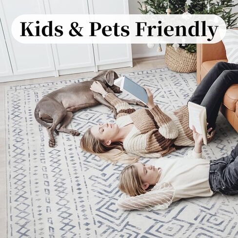 MontVoo 5x7 Area Rug-Washable Rugs for Living Room-Soft Grey Rug for Bedroom-Non Slip Indoor Floor Carpet for Dining Room Living Room Bedroom Office Under Table in Kuwait