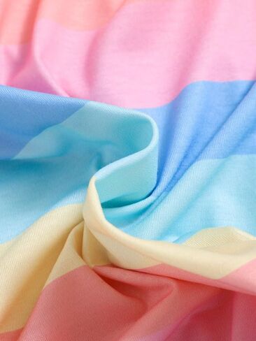 Floerns Girl's Colorblock Striped Collared Dress Button Short Sleeve Casual Short Dresses in Saudi Arabia