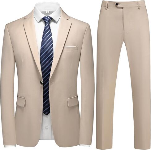 بدلة الرجال Slim Fit Slim 2 قطعة - مثالية للحفلة والزفاف ، تشمل سترة السترة ، السراويل ، وربطة عنق in Kuwait