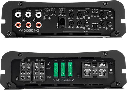 NVX VADM4 v2 Model 4-Channel Class D Amplifier 1000W Peak, 500W RMS | 2/4-ohm Stable, High/Low Pass X-Over, for Car/Truck/Marine/UTV/Motorcycle in Kuwait