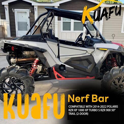 KUAFU Nerf Bars Rock Sliders Compatible with 2014-2023 Polaris RZR XP 1000 XP Turbo S RZR 900 50" Trail (2-Door) Side Steps 1 Pair Left & Right - Red in Kuwait