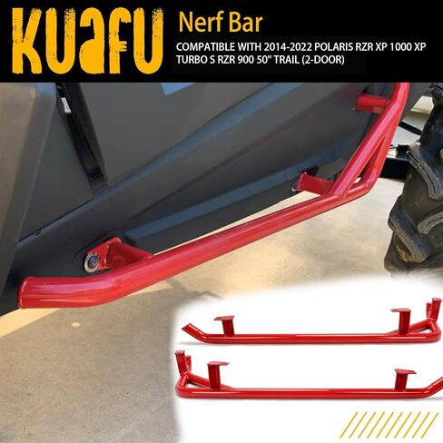 KUAFU Nerf Bars Rock Sliders Compatible with 2014-2023 Polaris RZR XP 1000 XP Turbo S RZR 900 50" Trail (2-Door) Side Steps 1 Pair Left & Right - Red in Kuwait
