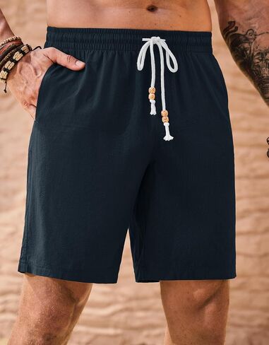 شورتات القطن غير الرسمية للرجال شورتات الصيف 8 بوصة مع جيوب (S-XXL) in Kuwait